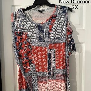 New directions fun top with cut out shoulders